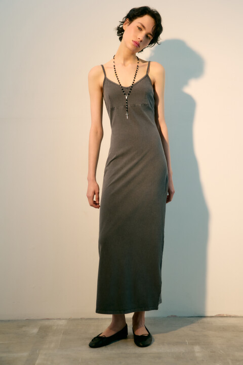 

Платье-майка макси с вареным эффектом, Серый, Платье-майка макси с вареным эффектом