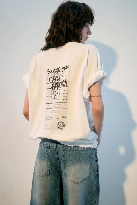 

Футболка oversize с вареным эффектом и принтом, Белый, Футболка oversize с вареным эффектом и принтом