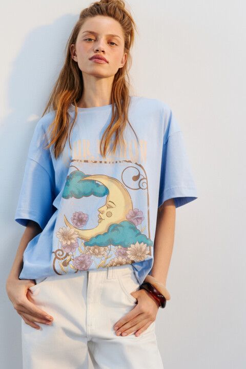

Футболка oversize с принтом, Серый, Футболка oversize с принтом