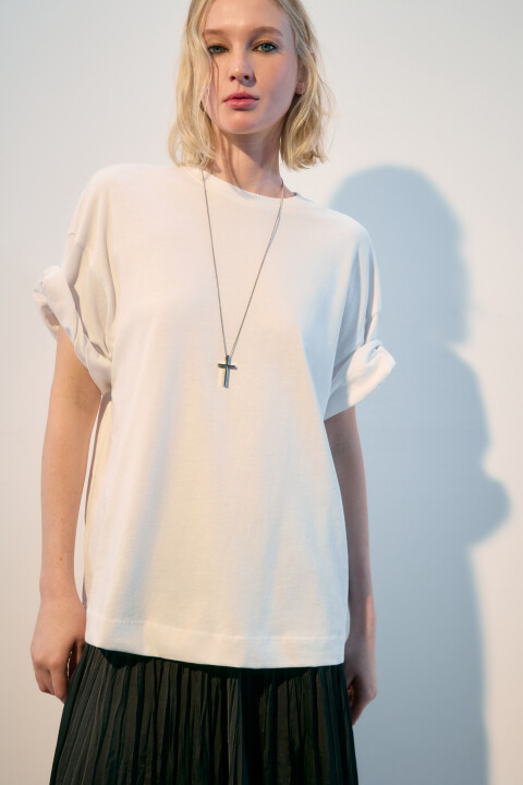 

Футболка oversize из плотного хлопка, Белый, Футболка oversize из плотного хлопка