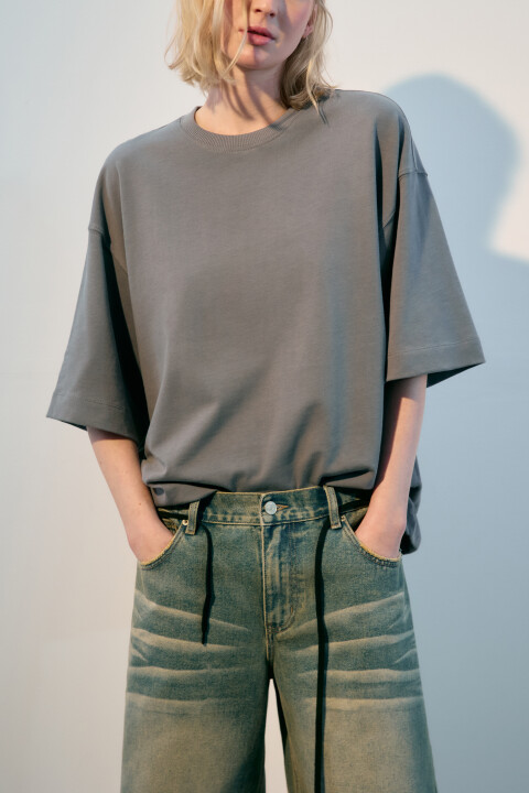 

Футболка oversize из плотного хлопка, Серый, Футболка oversize из плотного хлопка