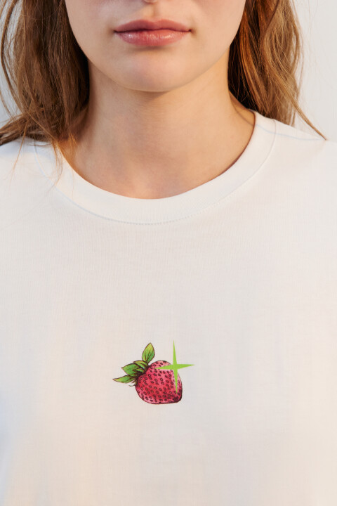 

Футболка хлопковая с принтом, Белый, Футболка хлопковая с принтом