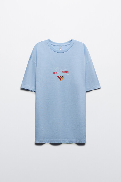 

Футболка хлопковая с принтом, Голубой, Футболка хлопковая с принтом