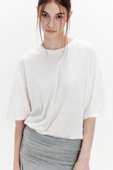 

Футболка oversize из жатой ткани, Белый, Футболка oversize из жатой ткани
