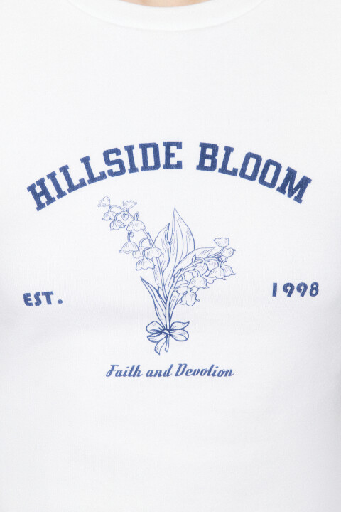 

Футболка-топ хлопковая с принтом, Белый, Футболка-топ хлопковая с принтом