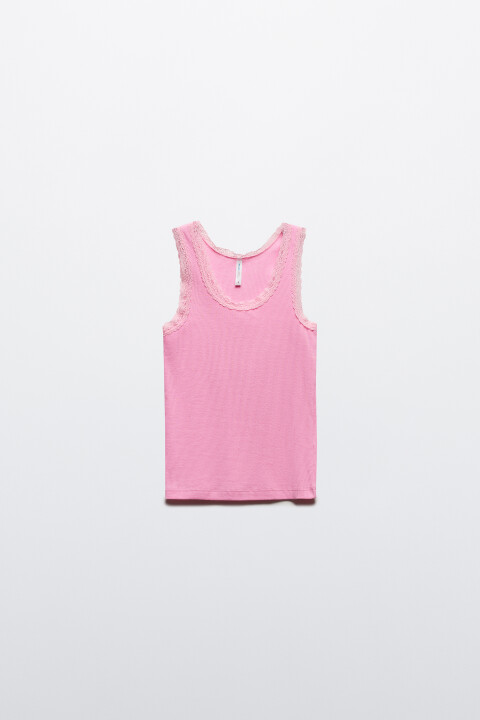 

Майка в рубчик с кружевом, Белый, Майка в рубчик с кружевом