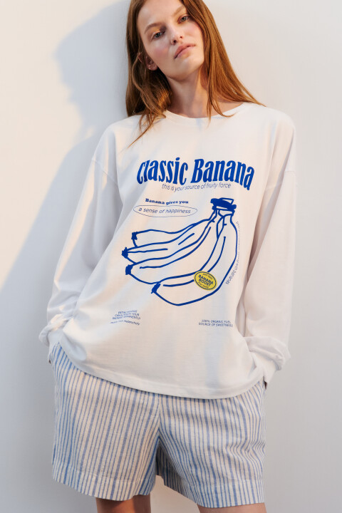 Лонгслив хлопковый с принтом