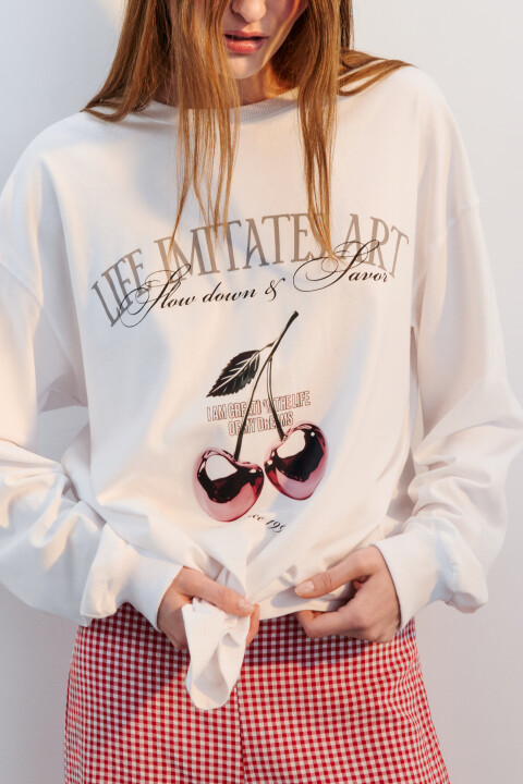 Лонгслив хлопковый с принтом