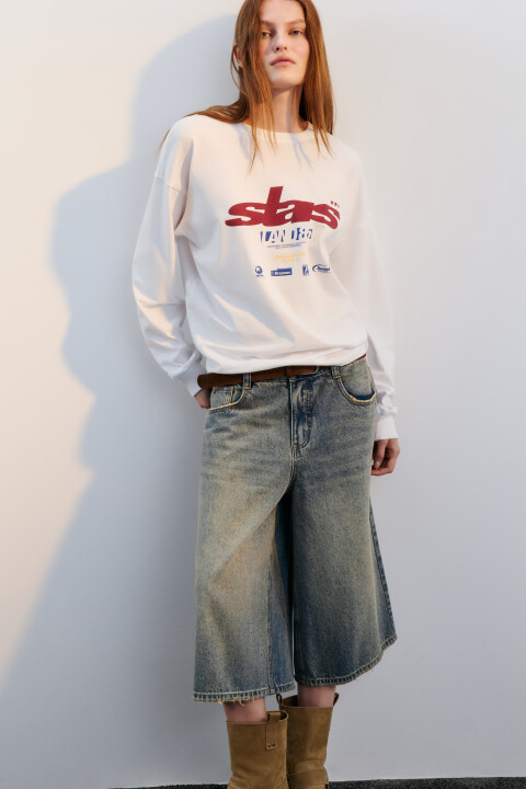 Лонгслив хлопковый с принтом