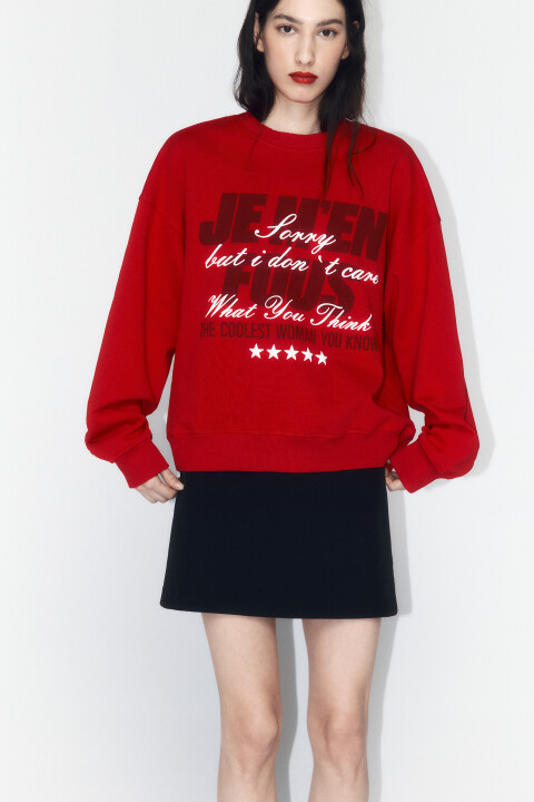 

Свитшот из футера с принтом, Красный, Свитшот из футера с принтом