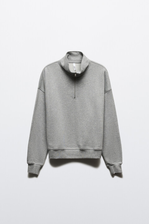 

Толстовка half zip из футера, Серый, Толстовка half zip из футера