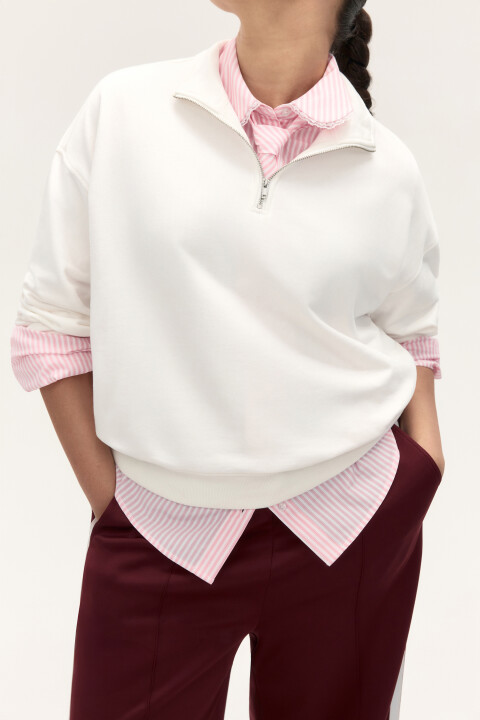 

Толстовка half zip из футера, Молочный, Толстовка half zip из футера