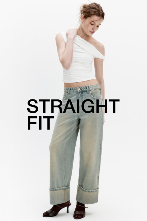 

Джинсы прямые с широкими подворотами, Темный тинт, Джинсы прямые с широкими подворотами