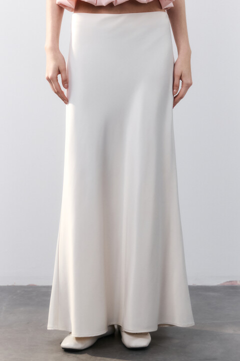 

Юбка-годе макси атласная, Бежевый, Юбка-годе макси атласная