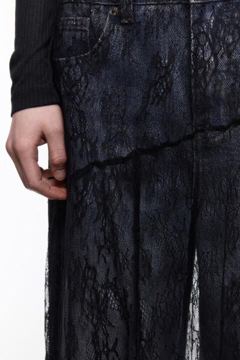 

Юбка миди из полупрозрачного кружева, Черный, Юбка миди из полупрозрачного кружева