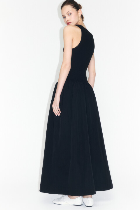 

Платье макси с облегающей майкой, Черный, Платье макси с облегающей майкой