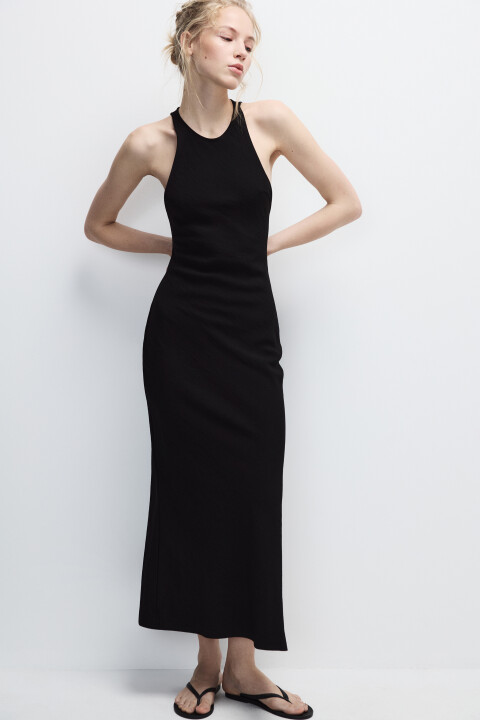 

Платье миди облегающее из вискозы, Черный, Платье миди облегающее из вискозы