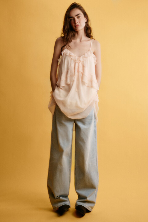 

Платье мини на бретельках с воланами, Бежевый, Платье мини на бретельках с воланами