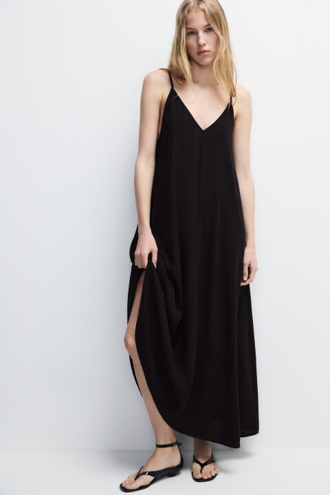 

Сарафан макси на тонких бретелях, Черный, Сарафан макси на тонких бретелях