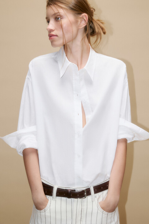 Рубашка oversize из хлопка и льна