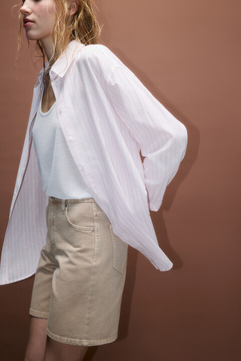Рубашка oversize из хлопка и льна