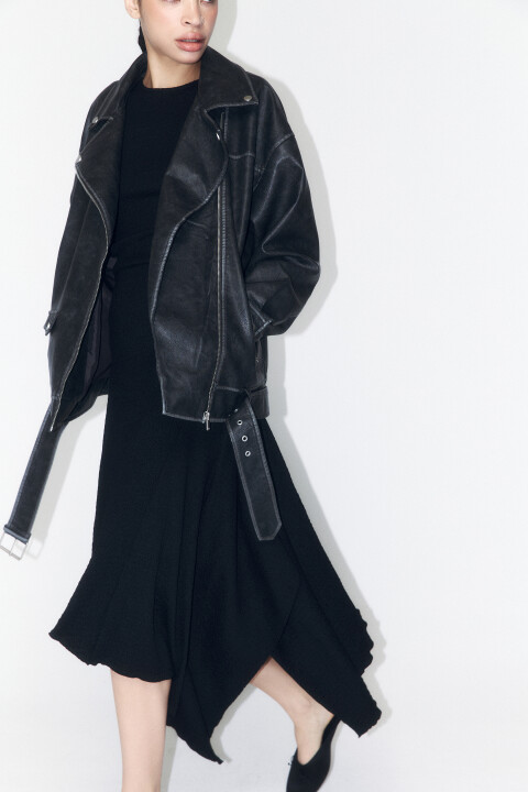 

Куртка-косуха oversize с вареным эффектом, Серый, Куртка-косуха oversize с вареным эффектом