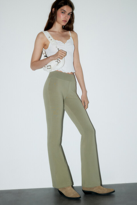 

Брюки клеш трикотажные, Зеленый, Брюки клеш трикотажные