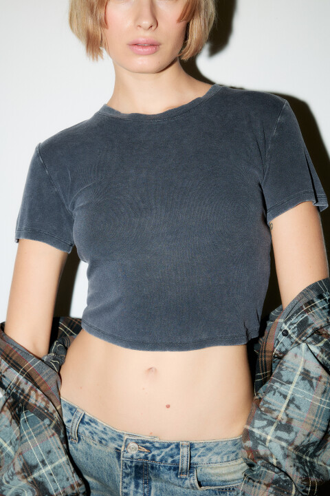 

Футболка-топ вискозная с вареным эффектом, Серый, Футболка-топ вискозная с вареным эффектом