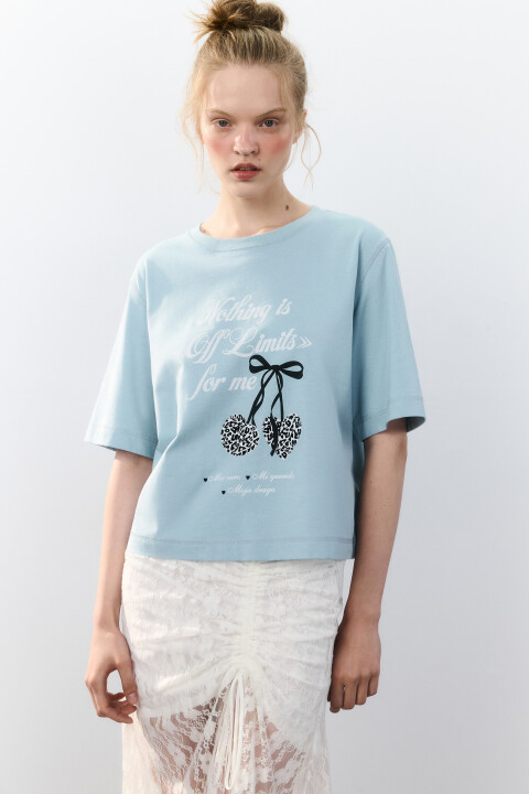 

Футболка oversize укороченная с принтом, Розовый, Футболка oversize укороченная с принтом