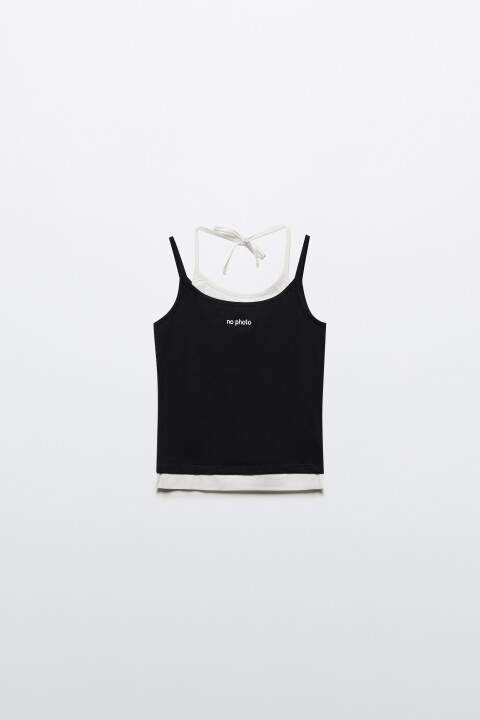 

Топ-майка на бретельках с завязками на шее, Красный, Топ-майка на бретельках с завязками на шее