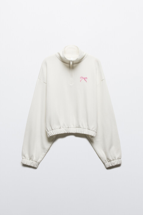 

Толстовка half zip с вышивкой, Белый, Толстовка half zip с вышивкой