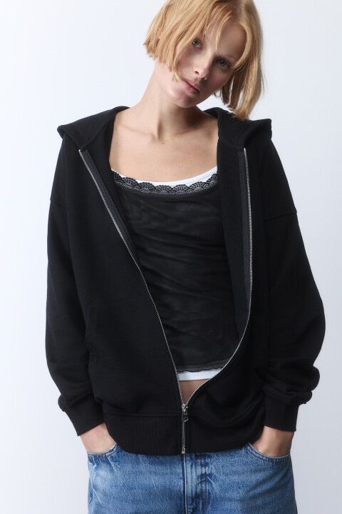 Худи-зипка oversize из футера с капюшоном