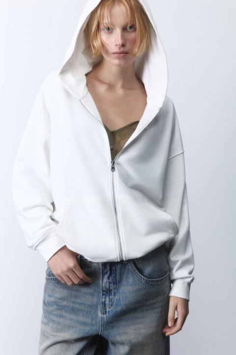 Худи-зипка oversize из футера с капюшоном