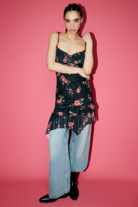 

Платье-сарафан с асимметричными воланами, Черный, Платье-сарафан с асимметричными воланами