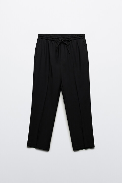 

Брюки костюмные с поясом на завязках, Черный, Брюки костюмные с поясом на завязках