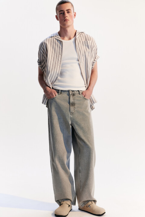 

Джинсы baggy fit широкие со стиркой, Серый, Джинсы baggy fit широкие со стиркой