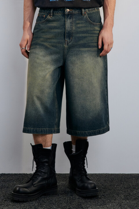 

Джортсы широкие с эффектом dirty denim, Синий, Джортсы широкие с эффектом dirty denim