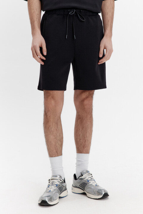 

Шорты из футера с поясом на завязках, Черный, Шорты из футера с поясом на завязках