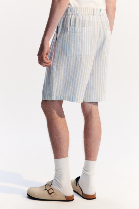 

Шорты льняные с поясом на завязках, Зеленый, Шорты льняные с поясом на завязках