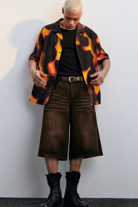 

Джортсы широкие с вареным эффектом, Серый, Джортсы широкие с вареным эффектом