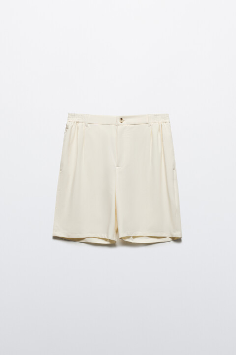 

Шорты-бермуды костюмные со складками на поясе, Бежевый, Шорты-бермуды костюмные со складками на поясе