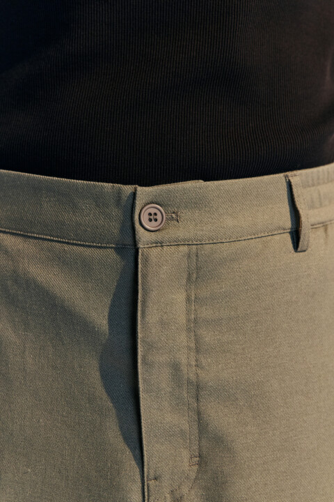 

Шорты льняные с резинкой на поясе, Зеленый, Шорты льняные с резинкой на поясе