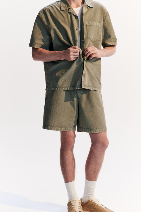 

Шорты хлопковые с вареным эффектом, Зеленый, Шорты хлопковые с вареным эффектом