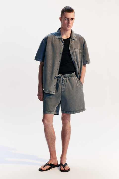 

Шорты хлопковые с вареным эффектом, Серый, Шорты хлопковые с вареным эффектом