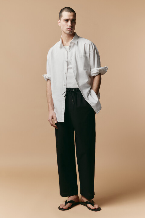 

Рубашка льняная с длинным рукавом, Белый, Рубашка льняная с длинным рукавом