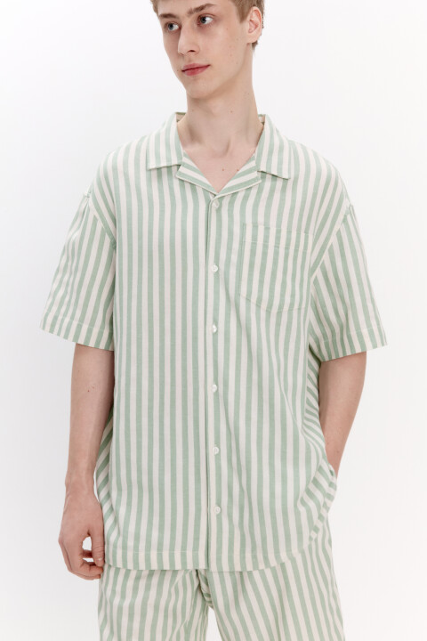 

Рубашка хлопковая в полоску, Зеленый, Рубашка хлопковая в полоску