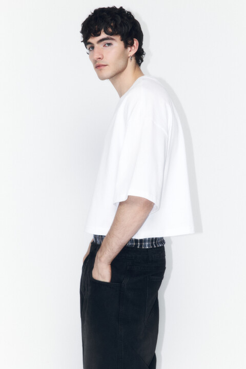 

Футболка oversize из плотного хлопка, Белый, Футболка oversize из плотного хлопка
