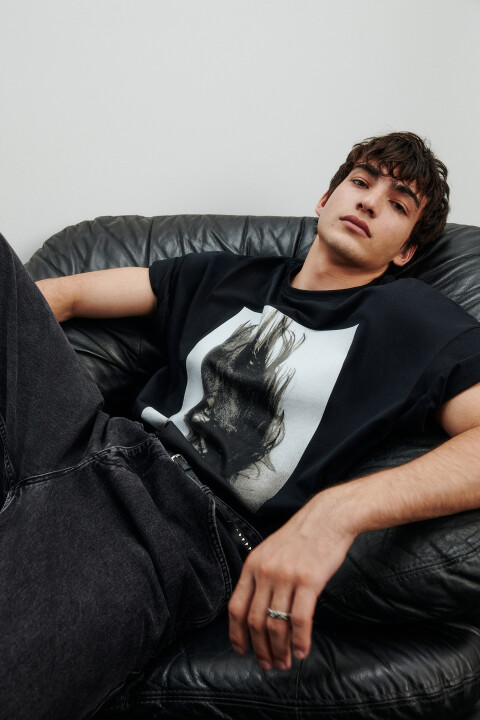 

Футболка oversize с фотопринтом, Черный, Футболка oversize с фотопринтом