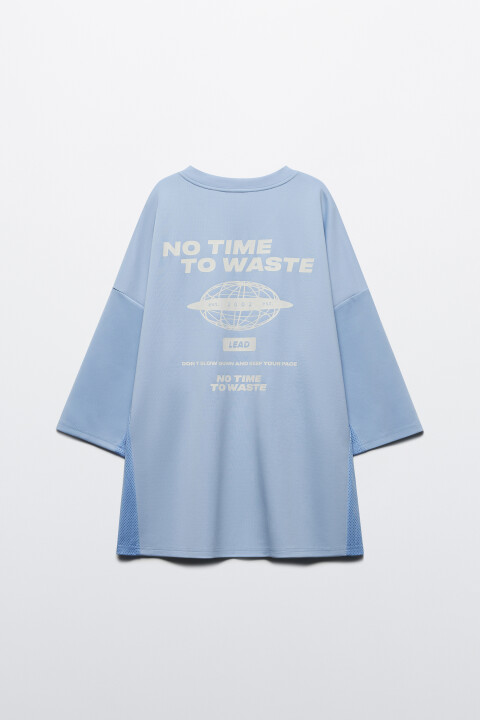

Футболка-джерси oversize с надписью, Синий, Футболка-джерси oversize с надписью