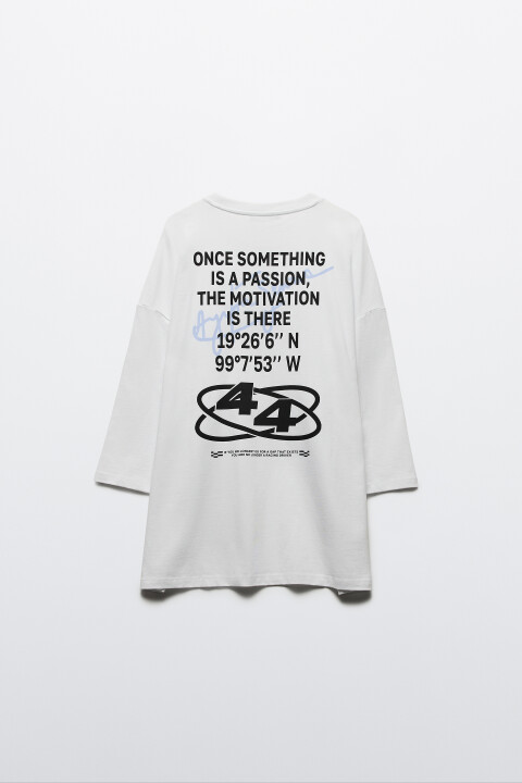 

Футболка oversize хлопковая с принтом, Белый, Футболка oversize хлопковая с принтом